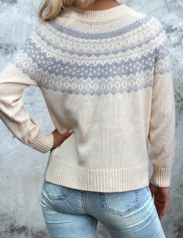 Pulover SHEIN, crem/albastru