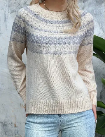 Pulover SHEIN, crem/albastru