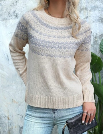 Pulover SHEIN, crem/albastru