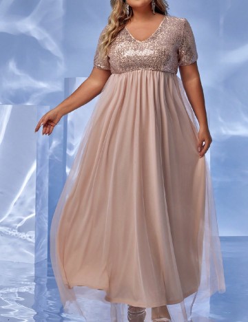 Rochie lunga SHEIN CURVE, roz pudra