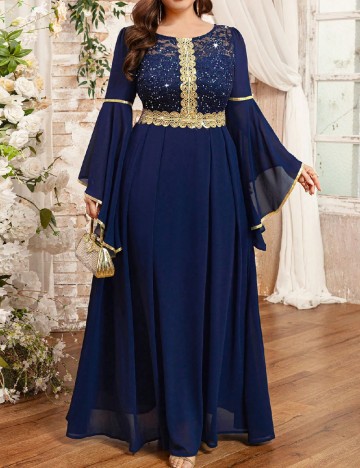 Rochie lunga MISSMAY Plus Size, bleumarin