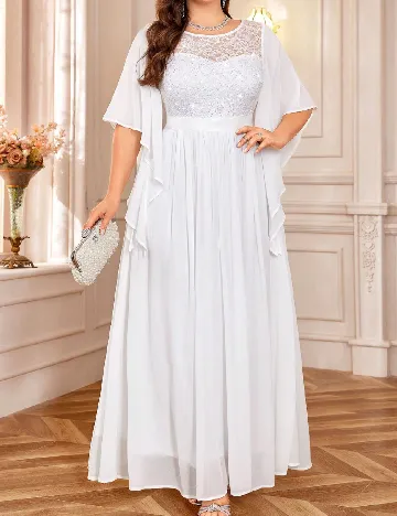 Rochie lunga MISSMAY Plus Size, alb