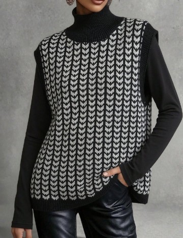 Vesta oversize SHEIN, negru/alb