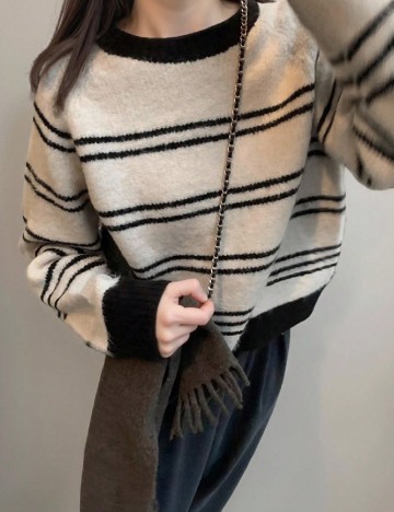 Pulover SHEIN, bej/negru