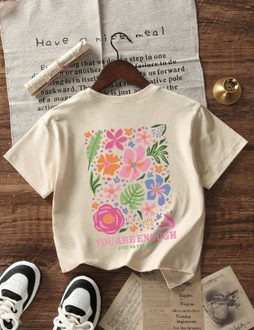 Tricou Shein Kids, crem