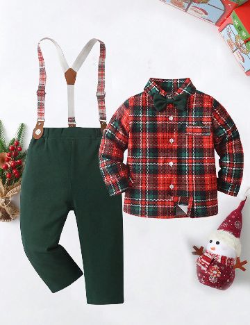 Compleu Shein Kids, rosu/verde