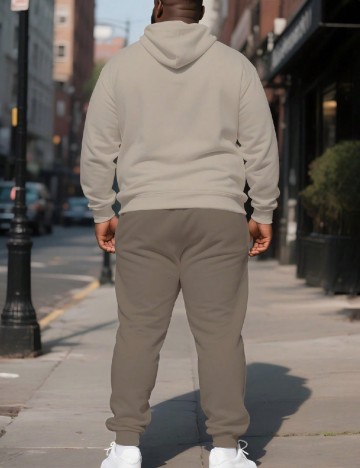 Compleu SHEIN Plus Size Men, maro/crem