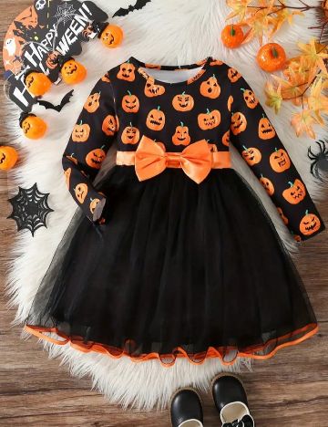 Rochie Shein Kids, negru/portocaliu