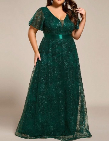 Rochie lunga Ever-Pretty Plus Size, verde