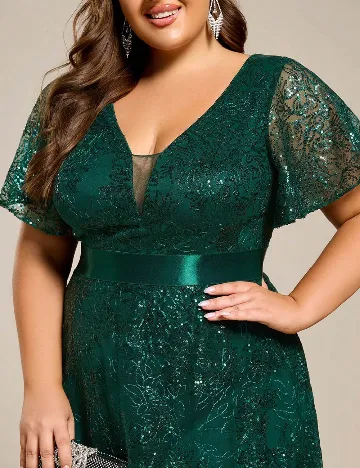 Rochie lunga Ever-Pretty Plus Size, verde