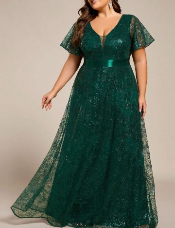 Rochie lunga Ever-Pretty Plus Size, verde