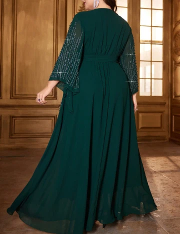 Rochie lunga Toleen Plus Size, verde