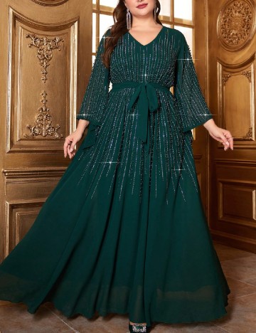 Rochie lunga Toleen Plus Size, verde