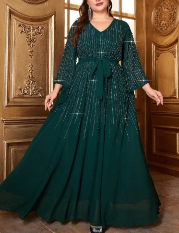 Rochie lunga Toleen Plus Size, verde