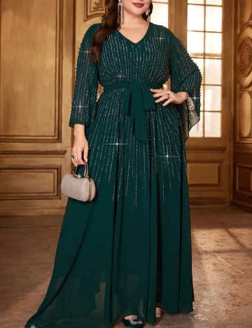 Rochie lunga Toleen Plus Size, verde