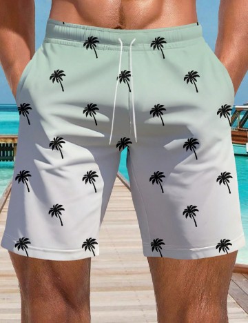 Short de baie SHEIN, verde/alb