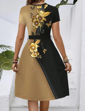 Rochie medie SHEIN, maro/negru