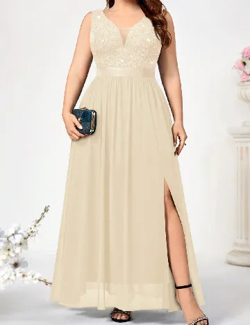Rochie lunga MISSMAY Plus Size, crem