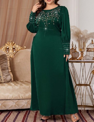 Rochie lunga Toleen Plus Size, verde