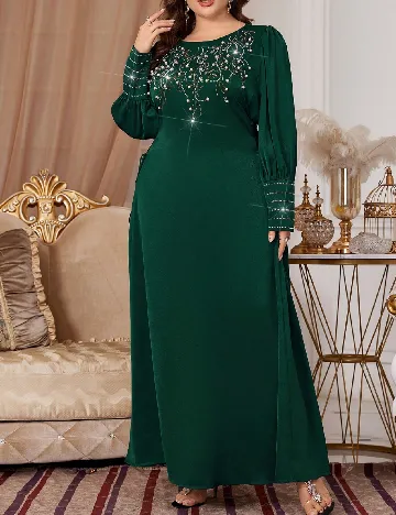 Rochie lunga Toleen Plus Size, verde