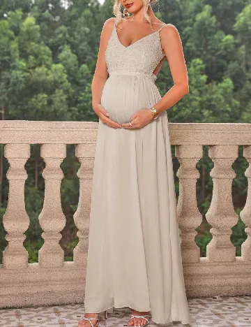 Rochie lunga SHEIN Maternity, bej