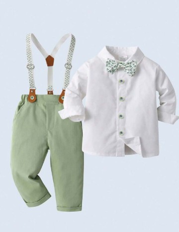 Costum Shein Kids, verde/alb