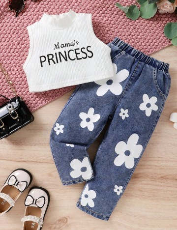 Compleu Shein Kids, albastru/alb