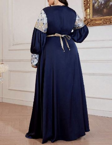 Rochie lunga Toleen Plus Size, bleumarin