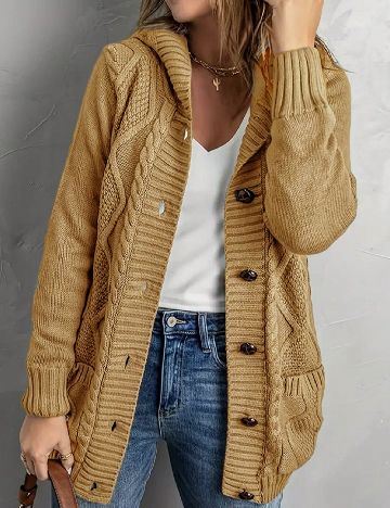 Cardigan SHEIN CURVE, maro deschis