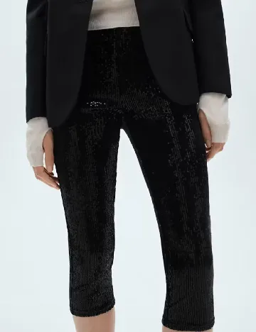 Pantaloni trei sferturi Mango, negru