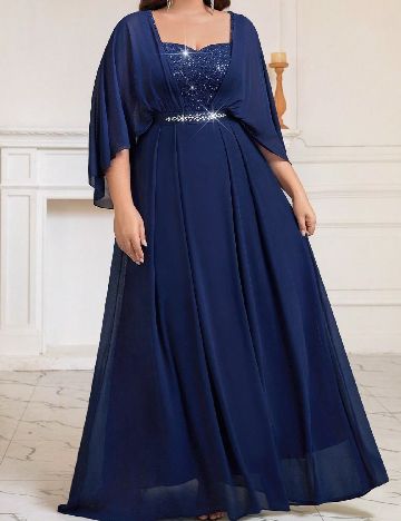 Rochie lunga MISSMAY Plus Size, bleumarin
