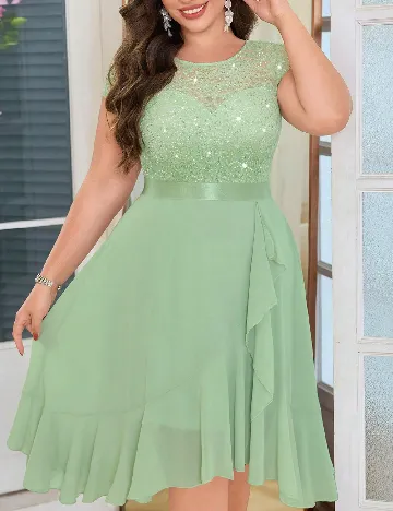 Rochie scurta MISSMAY Plus Size, verde