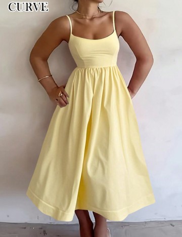 Rochie medie SHEIN CURVE, galben