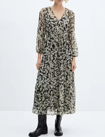 Rochie medie Mango, alb/negru