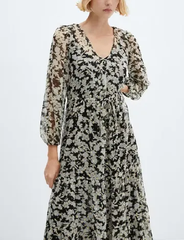 Rochie medie Mango, alb/negru