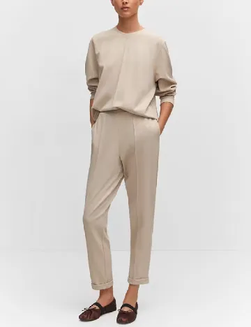 Pantaloni Mango, crem