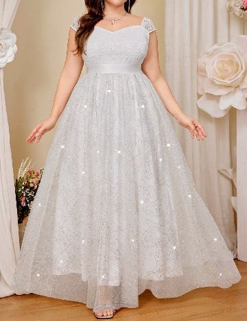 Rochie lunga MISSMAY Plus Size, alb