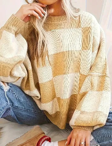 Pulover SHEIN CURVE, crem/alb