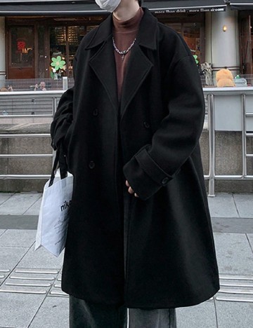 Palton SHEIN Plus Size Men, negru