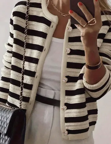 Cardigan SHEIN CURVE, crem/negru