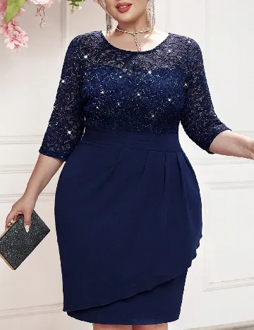 Rochie scurta MISSMAY Plus Size, bleumarin