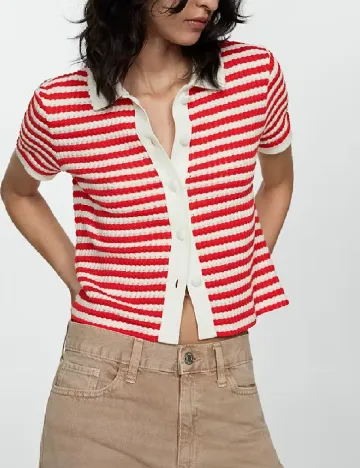 Bluza Mango, rosu/alb