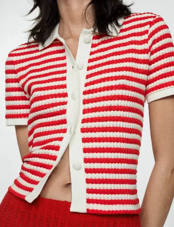 Bluza Mango, rosu/alb