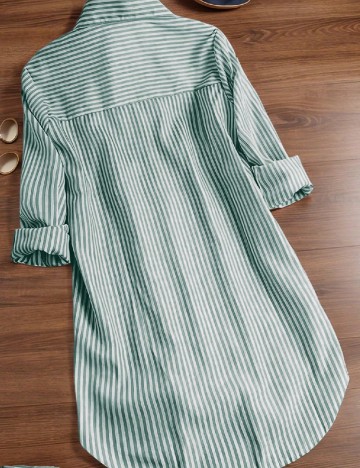 Camasa SHEIN CURVE, verde/alb