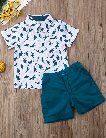 Compleu Shein Kids, albastru/alb
