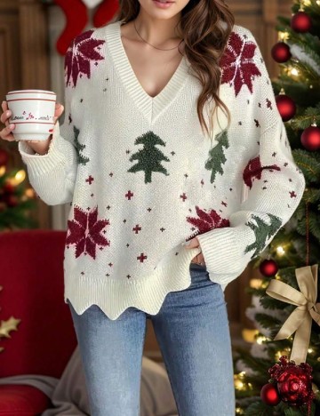 Pulover Oversize SHEIN, alb