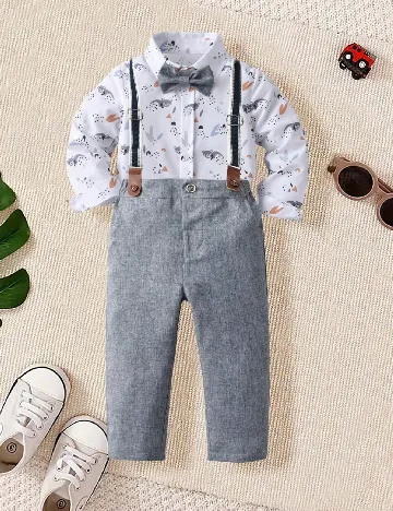 Compleu Shein Kids, alb/gri