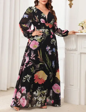 Rochie lunga Toleen Plus Size, floral print