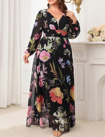 Rochie lunga Toleen Plus Size, floral print