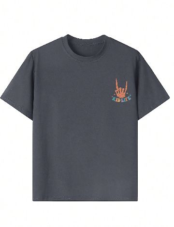 Tricou Shein Kids, gri inchis